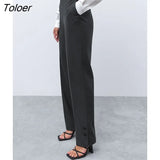 Autumn Black Pencil Pants Women Work Wear Fashion Zipper High Waist Slim Pants 2022 Solid Long Trousers Elegant Button