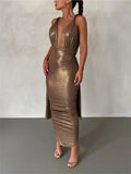 Spring Sexy Solid Cami Backless Bandage Bodycon Maxi Dresses Club Outfit For Women 2023 Party Long Dress Women