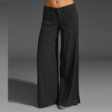 Women's Trousers Spliced Thin Multi-Pocket Broad-Legged Ladies