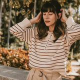 Striped Cotton Knitted Pullover 2022 Women Autumn Long Sleeve V neck Vintage Chic Winter Sweater Chic Oversize Jumper Pull