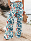 Spring And Summer New Four Seasons Of Leisure Wide Leg Trousers Print Burst Loose Trousers