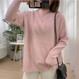 Women Mock Neck Pullovers Sweater High Quality Loose Long sleeve Jumper Split For Women Fall Winter Warm Knitted