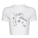 Toloer Simple Print T Women's Fashion Print Crop