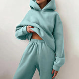 Tracksuit Suit Autumn Fashion Warm Hoodie Sweatshirts Two Pieces Oversized Solid Casual Hoody Pullovers Long Pant