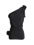 Temperament Famous Wind 2025 Spring New Three-Dimensional Flowers Sexy Black And White Shoulder Vest Topess