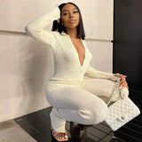 Sisterlinda Autumn Yarn Farbic Women Patchwork Jumpsuits Long Sleeve Single Breasted One Piece Playsuits Female Matching