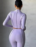 Ribbed Turtleneck Crop Top and Pants 2pc Set 618-0-Outfit