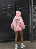 Personality Trend Hottie Casual Blouse Angel Print Hooded Zip-Up T-Shirt Girl Spring And