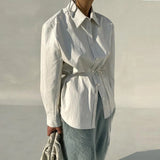 Women PU Leather Blouses 2022 Spring Autumn Faux Leather Basic Female Shirt Turn-Down Collar