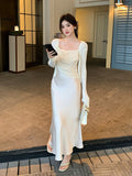 Xixi 13 Lines 2025 Spring And Summer New French Retro Collar Temperament Thin Sling Dress