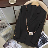 Toloer Suit Jacket Female 2024 Spring And Autumn New Korean Version Of Leisure Commuting Temperament Goddess Fan Ka Color Suit Jacket-Outfit