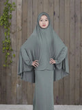 Kaftan Muslim Prayer Garment Dress Arab Middle Eastern Prayer Hijab Teen Girl Simple Two-Piece Suits Kids Islamic Clothing-Outfit