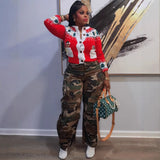 Women's Denim Cloth Jumpsuit Women's Fashion Babes Breasts Multi-Pocket Work