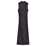 Spring Style Wrinkle Decorated Midi Dress 3152200-Outfit