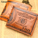 Men'S Wallets With 100 Us Dollar Pattern Wallet Male Leather Wallet Photo Card Holder Fashion Large Capacity