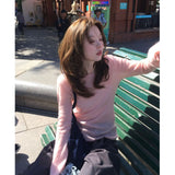Wind Pure Desire To Cultivate Long-Sleeved Top Soft Pink Knitted Shirt Women 2025 Early Autumn