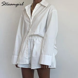 Leg Shorts Sets Summer 2022 Women Suit With Shorts And Button Shirt Two Piece Sets Womens Outifits Summer Women's