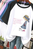 100% Cotton L-4XL T Shirt Plus Size Cartoon Girls Print Tshirt Short Sleeve Women Summer Sweet O Neck Oversized T