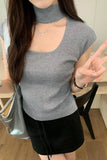 Sense Hanging Neck Shoulder Sleeveless Knitted Shirt Spring New Slim High Waist Short Vest Bottomed Blouse-Outfit