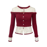 Red Sweater Female Design Sexy Slim Knitted Cardigan Women 2022 Winter Korean Fashion Clothing Y2k Crop Tops New