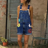 Rompers Fashion Denim Bib Pants Sexy Long Rompers Bib Pants Jumpsuits Summer Wide Leg Jeans Overalls Ladies