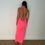 Backless Lace Up Long Dress