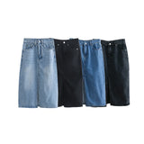 New Denim Split Design Medium-Length Skirt 2569999-Outfit