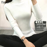 Solid Winter Warm Knitted Sweater Women New Turtleneck Long Sleeve Knit Sweater Mujer Elegant Sweater For