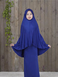 Kaftan Muslim Prayer Garment Dress Arab Middle Eastern Prayer Hijab Teen Girl Simple Two-Piece Suits Kids Islamic Clothing-Outfit