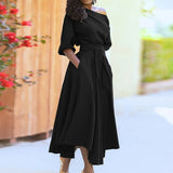 Women's Slanted Shoulder Tie Strap Belt Belt Solid Color Swing Spring