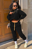 Casual Fleece Long Sleeve Hoody Top And Pant Matching