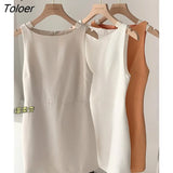 Elegant Lady Sexy O-neck Women's Dress Bottoming Sleeveless Sundress Summer Apricot Orange White Dresses Female