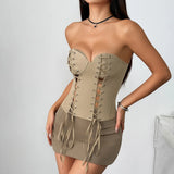 Girl Estrouse Lace Fish Bone Corset Shaped Abdominal Boobs Cotton Bras Small Waistcoat Woman