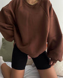 New Round Collar Splicing Long Sleeve Solid Color Basic Velvet