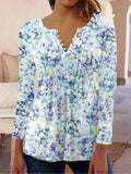 Wear Floral Printed V-neck Sleeve Pleated