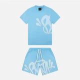 High Street Fashion Hip Hop Suit Men 2023 Summer Fashion T-Shirt Printed Syna Shorts-Outfit