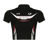 Spice Girls Are Skinny, Skinny, Racing Car Printed Short-Sleeved T-Shirts, Knitted Navel Blouses.-Outfit