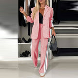 Casual Black And White Striped Suit Suit Women's