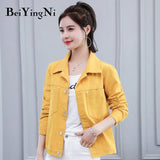 Female Jacket Autumn Winter Jean Jackets Yellow Black Red Denim Coats Women High Street Korean Outwear Fashionable