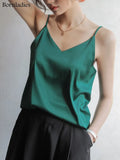2022 Summer Fashion Silk Vest Tanks Women Basic Satin Sling Tops Versatile Solid Loose Sling Camis Female Tank