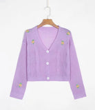 Front Buttons Cardigan Autumn Loose White Long Sleeve Pull Femme Chic Floral Embroidered Women