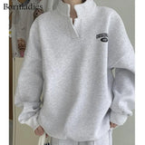 2022 Women Cotton Sweatshirt Suit Oversized Sets Female Stand Collar Loose Sweatshirt + Long Pants Suits Short