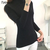 Solid Winter Warm Knitted Sweater Women New Turtleneck Long Sleeve Knit Sweater Mujer Elegant Sweater For