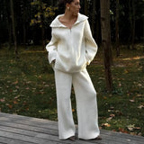 2025 New Women's Languiled Collar Knitted Trousers