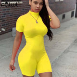 Summer Romper Women Sportwear Fitness Skinny Short Sexy Jumpsuit Female Pink White Black Bodycon Jumpsuit Women
