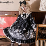 Y2K Vestidos De Mujer Japanese Woman Dress Lolita Robe Fashion Big Swing Black Dresses Ruffles Bow Party Dress Femme-Outfit