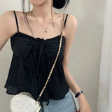 Fashionable Women's Wear Ins Online Celebrity Chao Brand New Fairy Style Wrinkle Loose Show Thin Vest-Outfit
