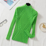 Knitted Sweater Women 2021 Pullover Long Sleeve Office Lady Jumper Sweater Slim Solid Sweaters Casual Tops New