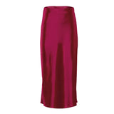 Purple Satin Silk Skirt Women High Waisted Summer Long Skirt New 2023 Elegant Ladies Office Skirts Midi Spring-Outfit