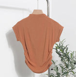 Real Shoot Half-High Collar Hottie Folded Slimmed Short T-Shirt Jacket Woman